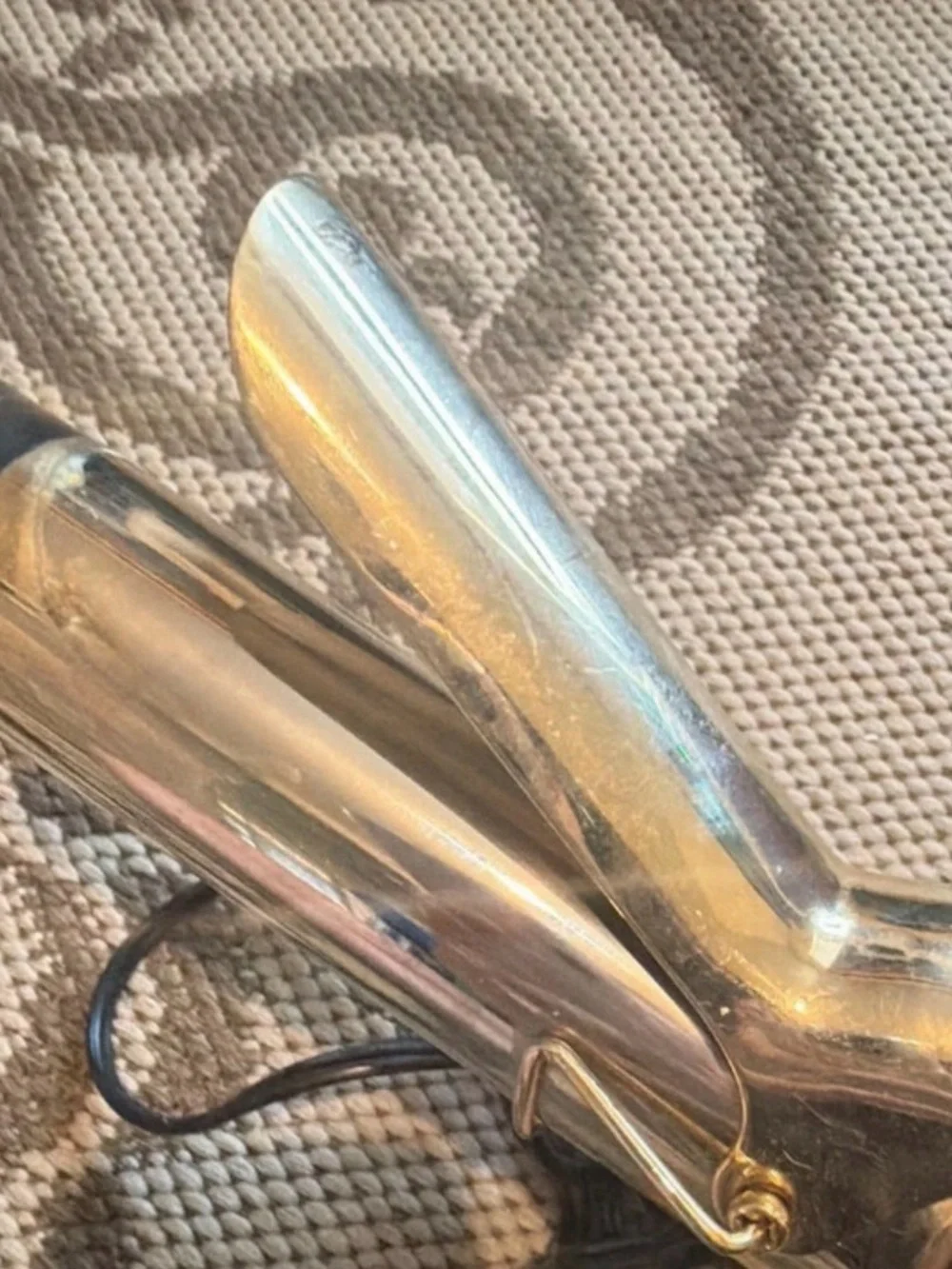 Gold and Black Curling Iron with Clamp - Unbranded